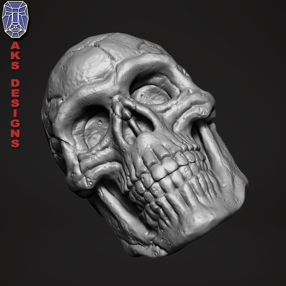 Skull version 1 Bas relief for cnc 3D print model_7