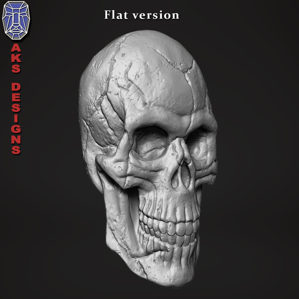 Skull version 1 Bas relief for cnc 3D print model_13