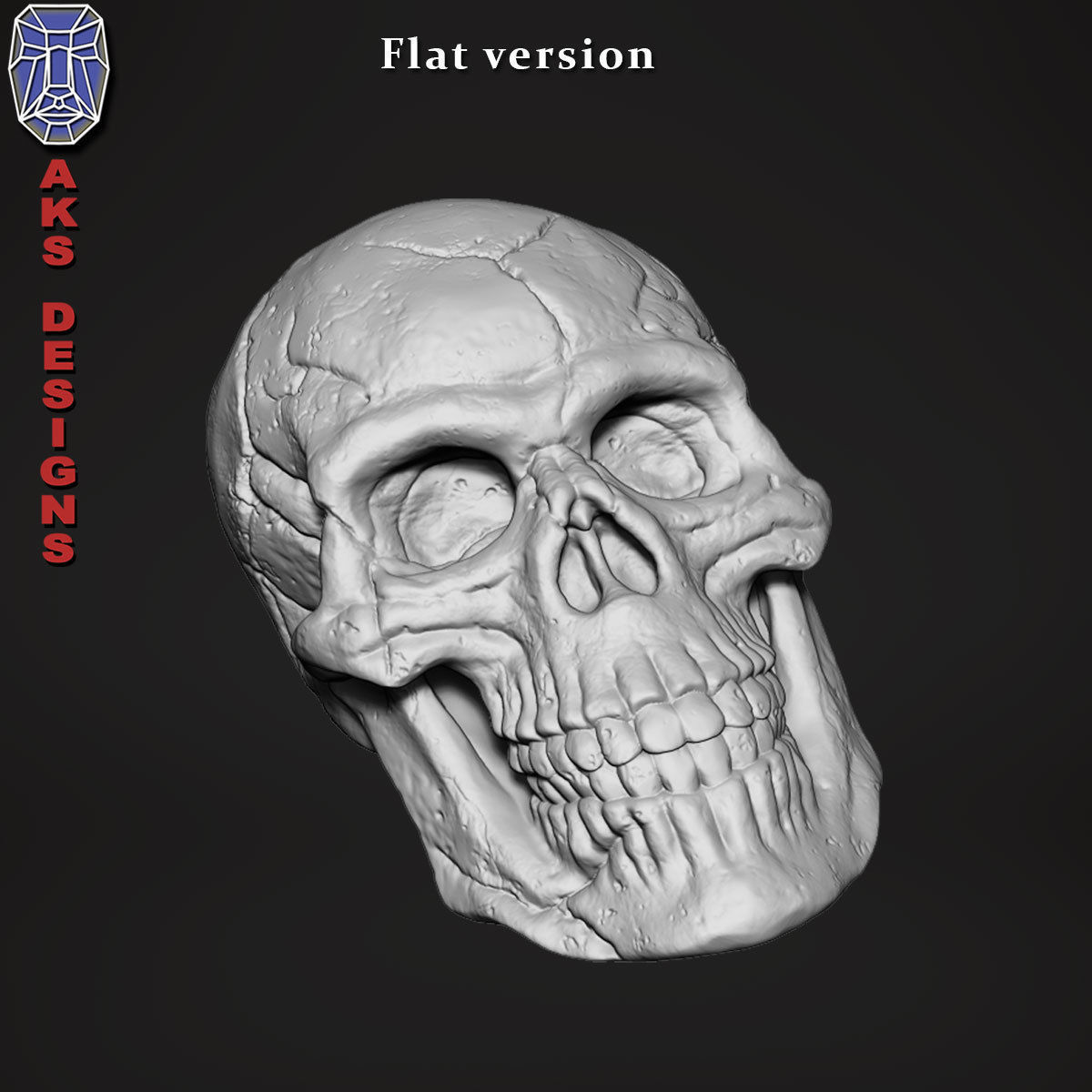 Skull version 1 Bas relief for cnc 3D print model_15