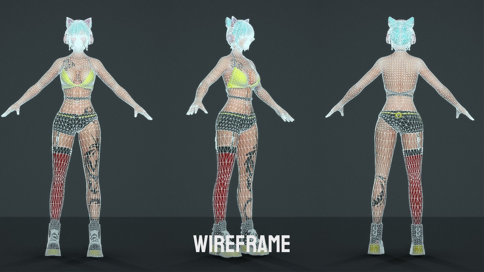 Cyberpunk Sniper Girl - Game Ready Low-poly 3D model_9