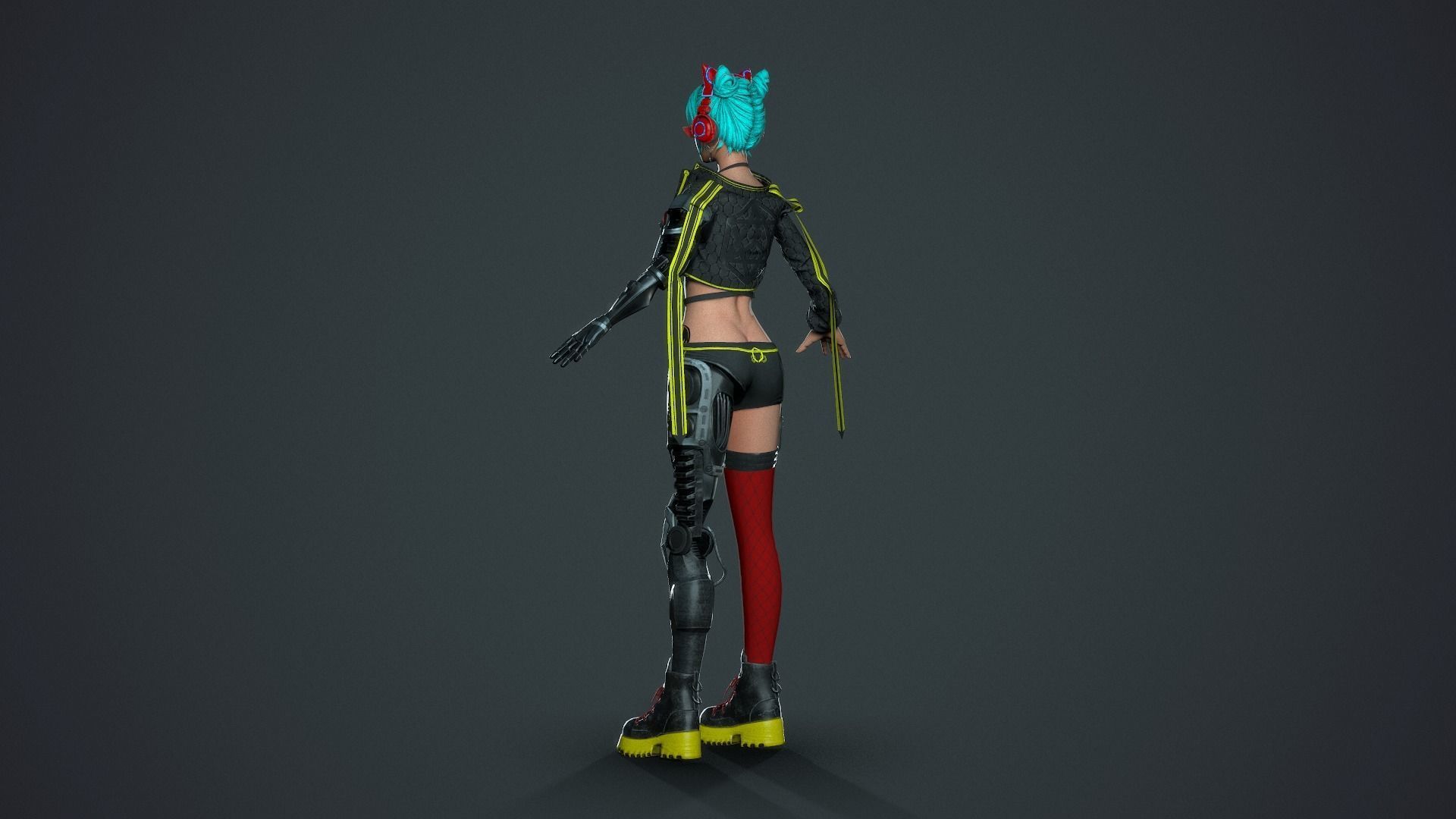 Cyberpunk Sniper Girl - Game Ready Low-poly 3D model_7