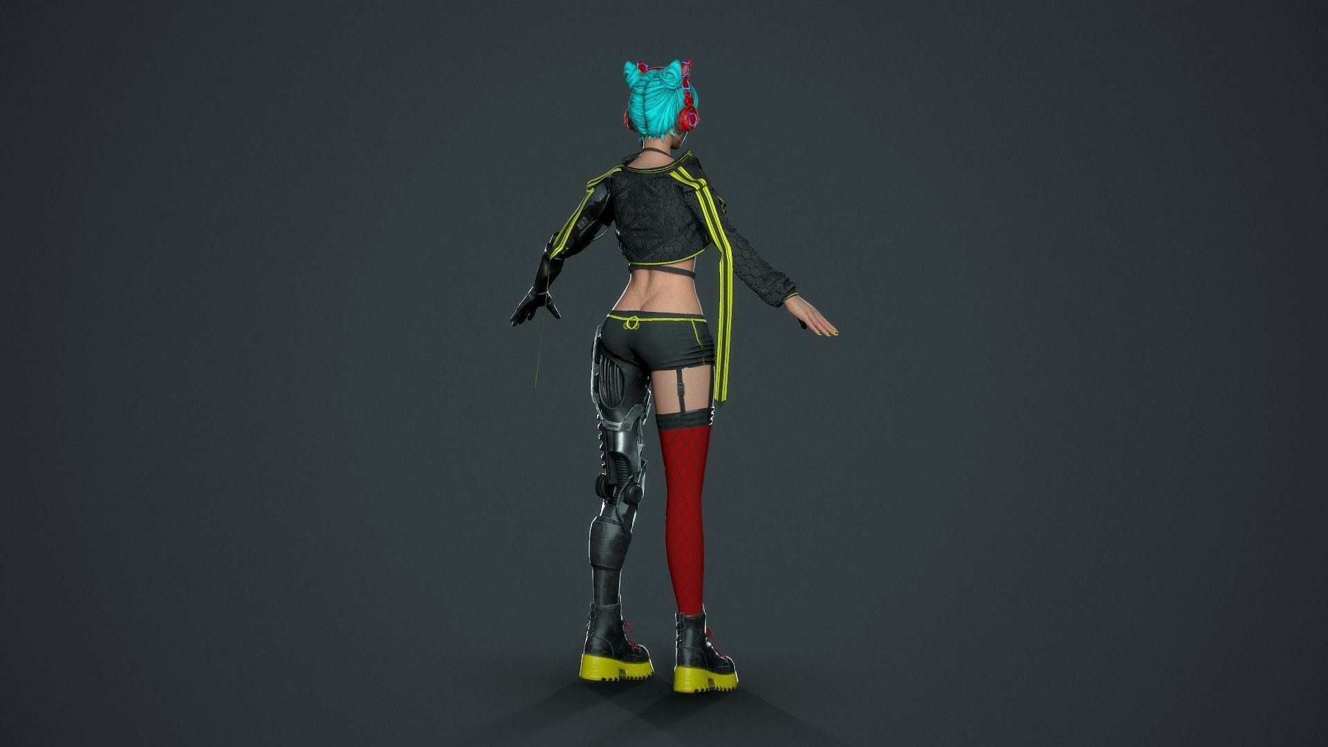 Cyberpunk Sniper Girl - Game Ready Low-poly 3D model_5