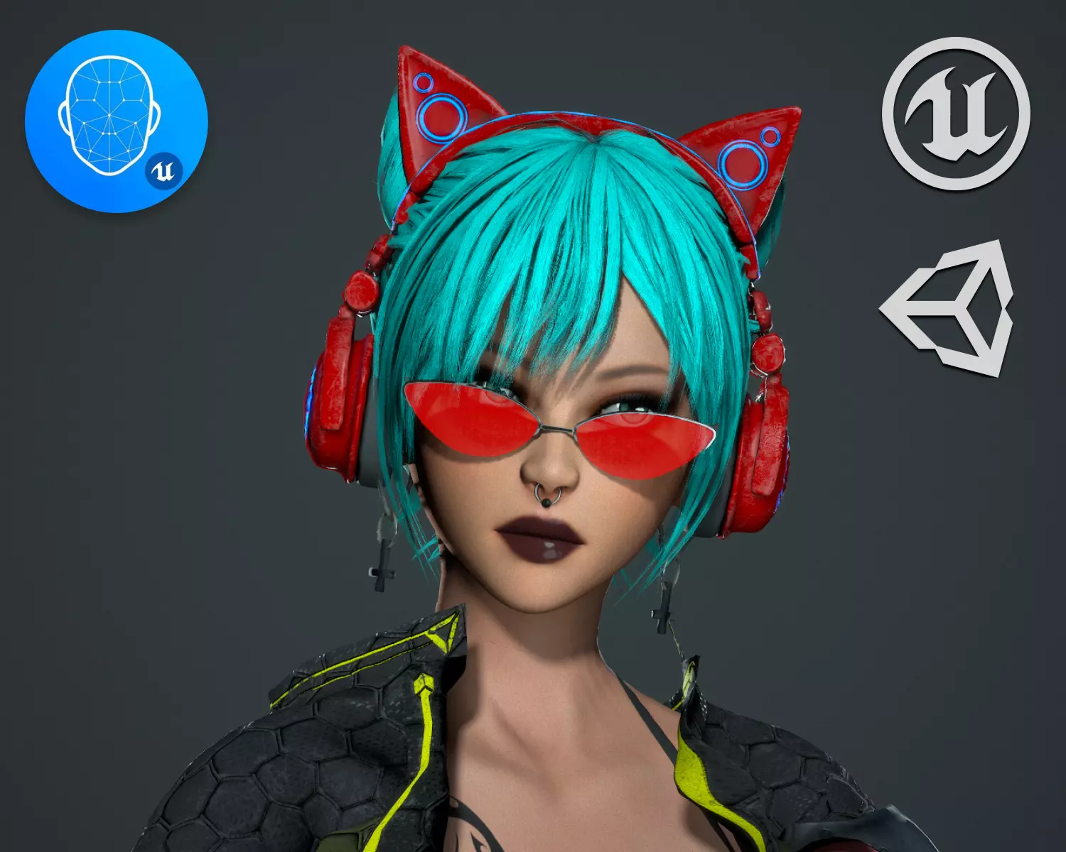 Cyberpunk Sniper Girl - Game Ready Low-poly 3D model_0