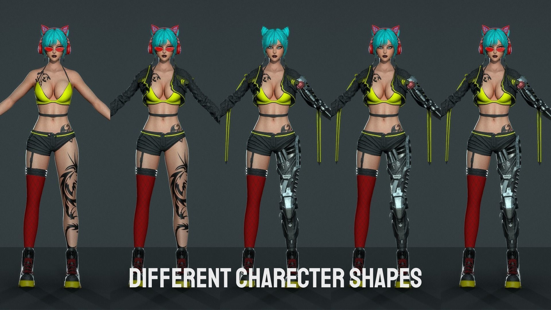 Cyberpunk Sniper Girl - Game Ready Low-poly 3D model_10