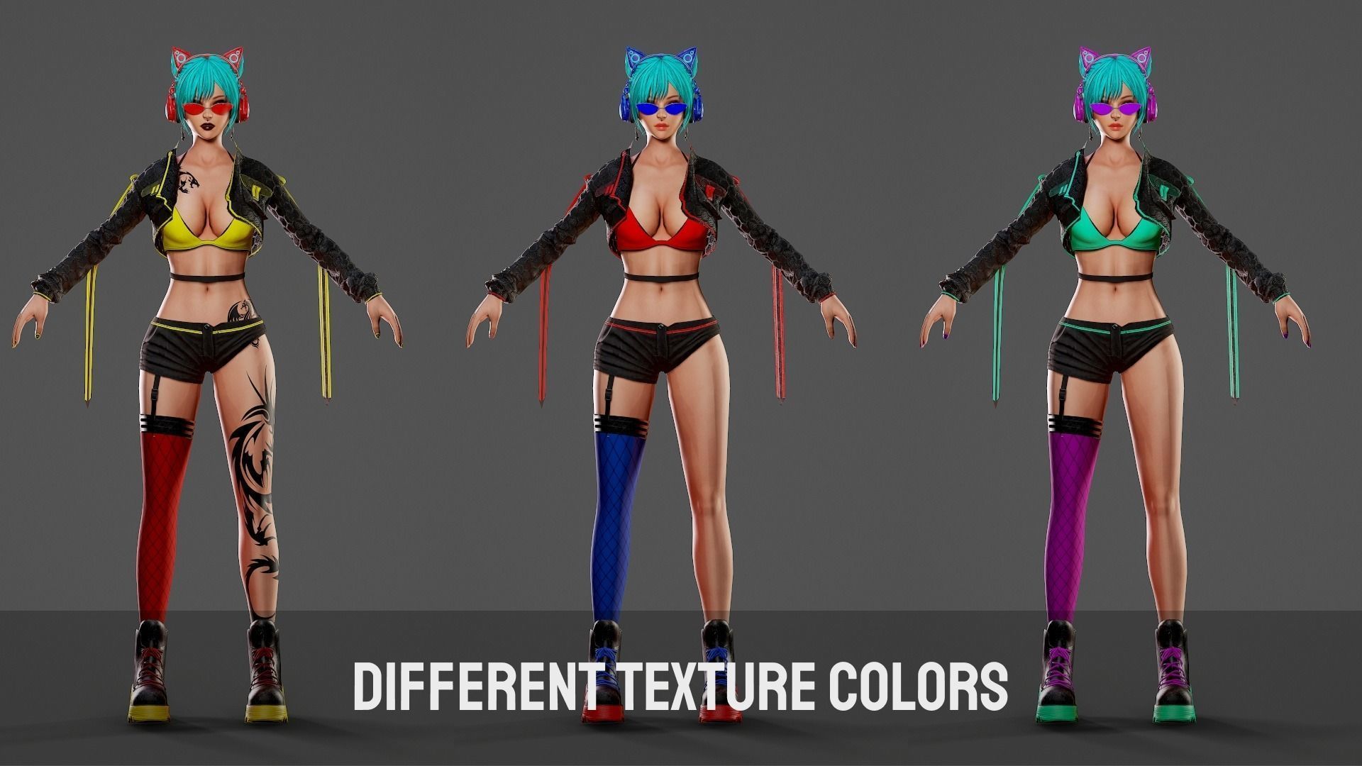 Cyberpunk Sniper Girl - Game Ready Low-poly 3D model_22