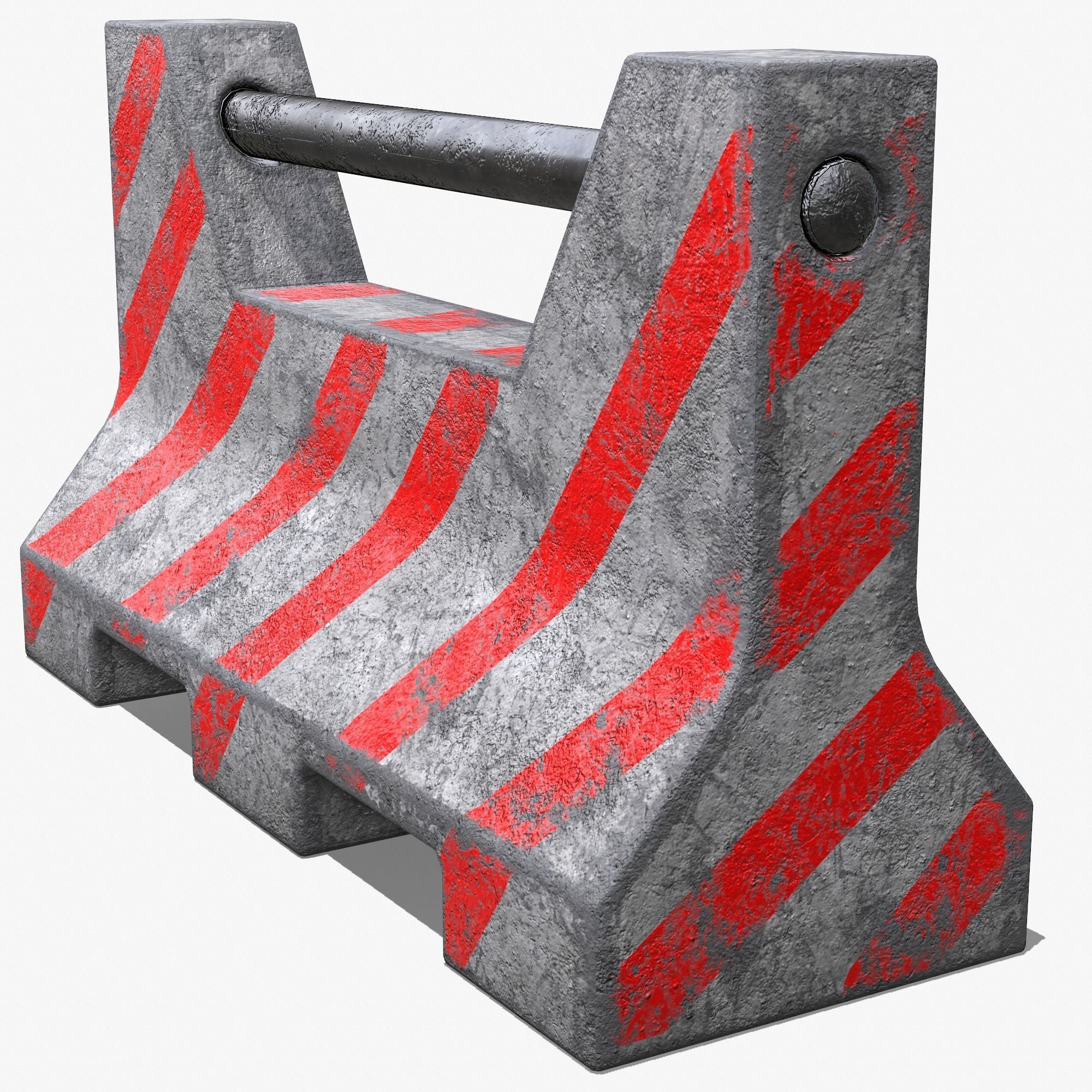 Concrete Barrier PBR Low-poly 3D model_6