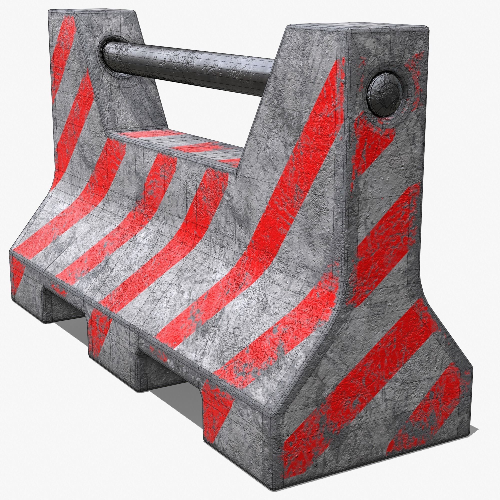 Concrete Barrier PBR Low-poly 3D model_7