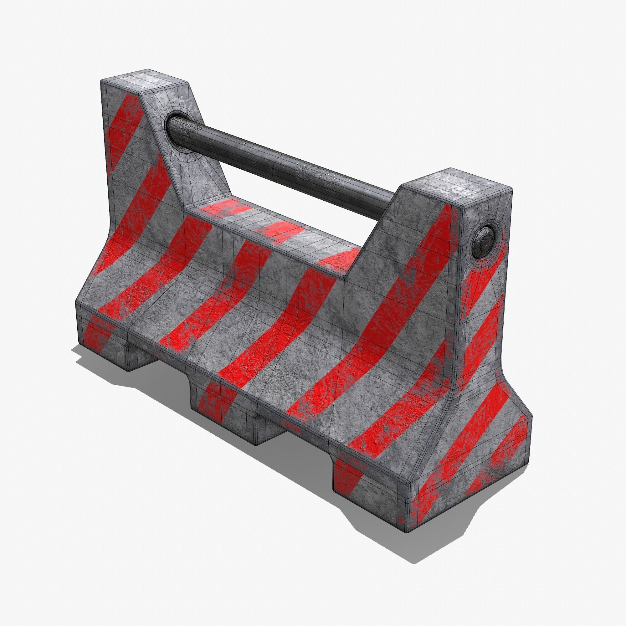 Concrete Barrier PBR Low-poly 3D model_9