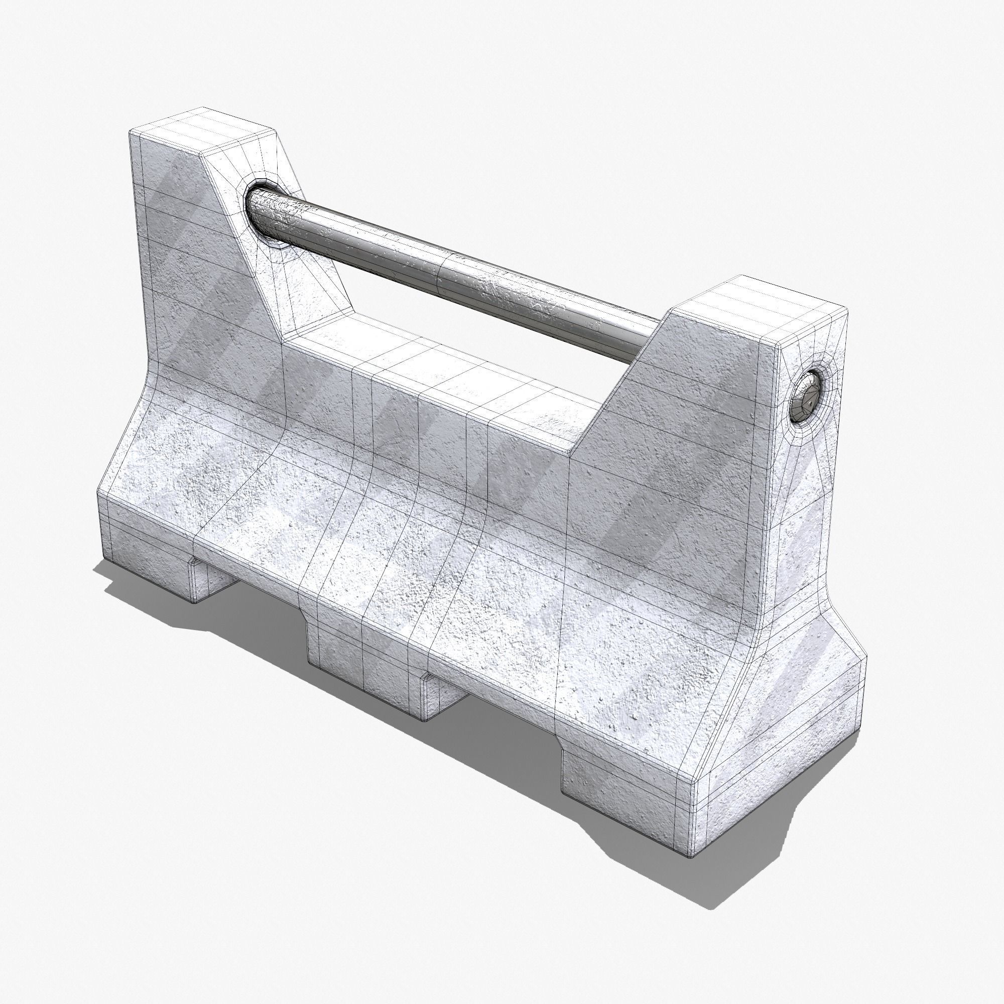 Concrete Barrier PBR Low-poly 3D model_10
