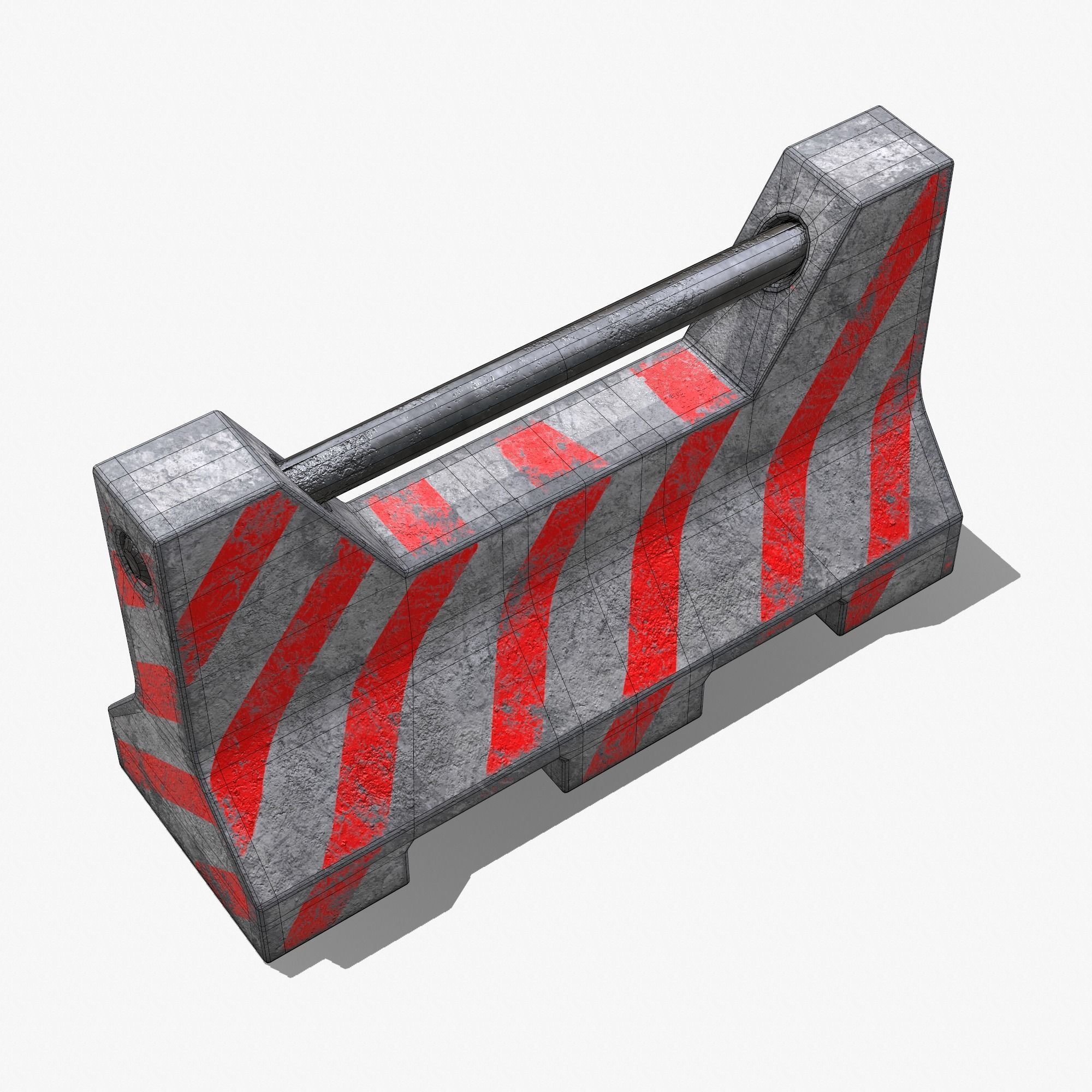 Concrete Barrier PBR Low-poly 3D model_8