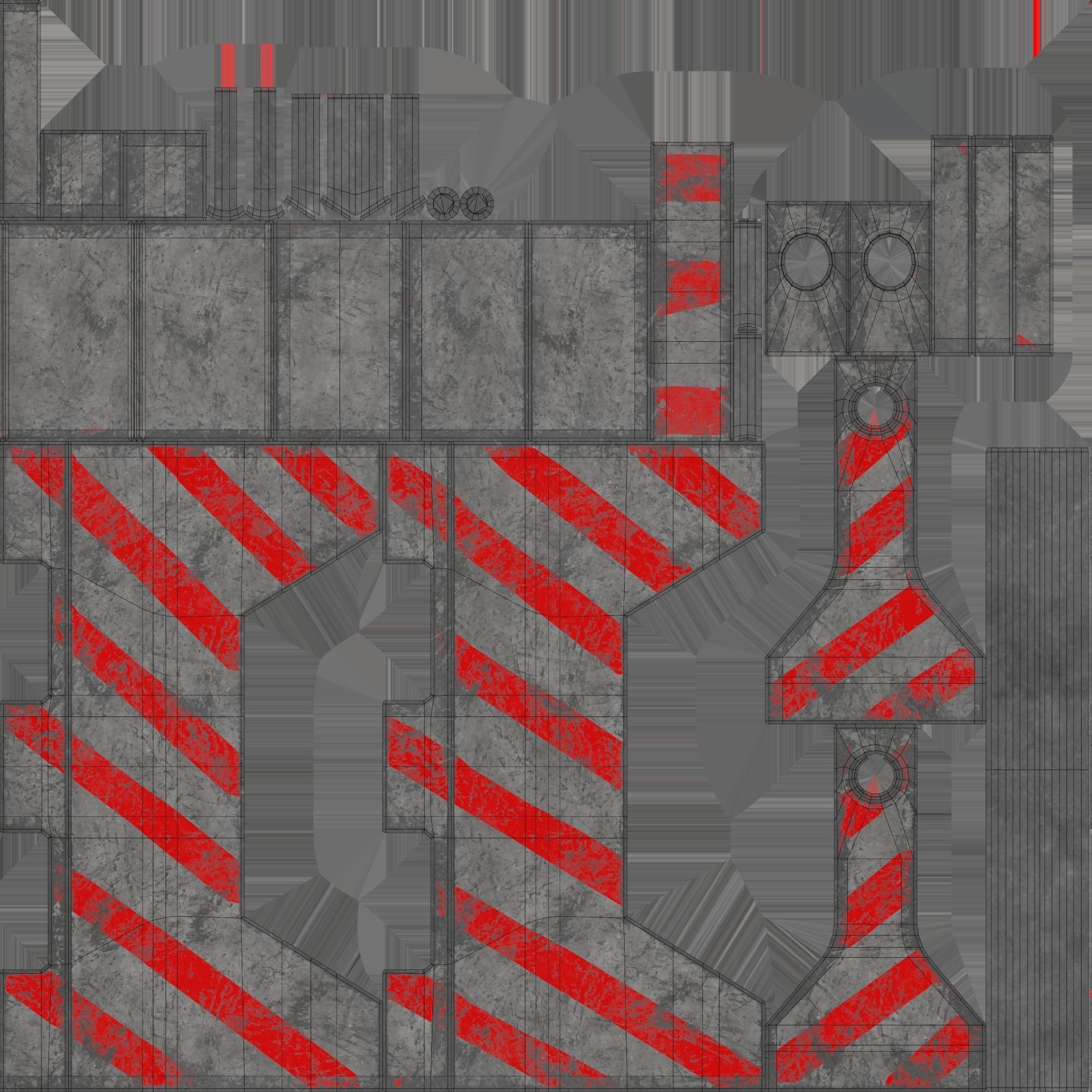 Concrete Barrier PBR Low-poly 3D model_11