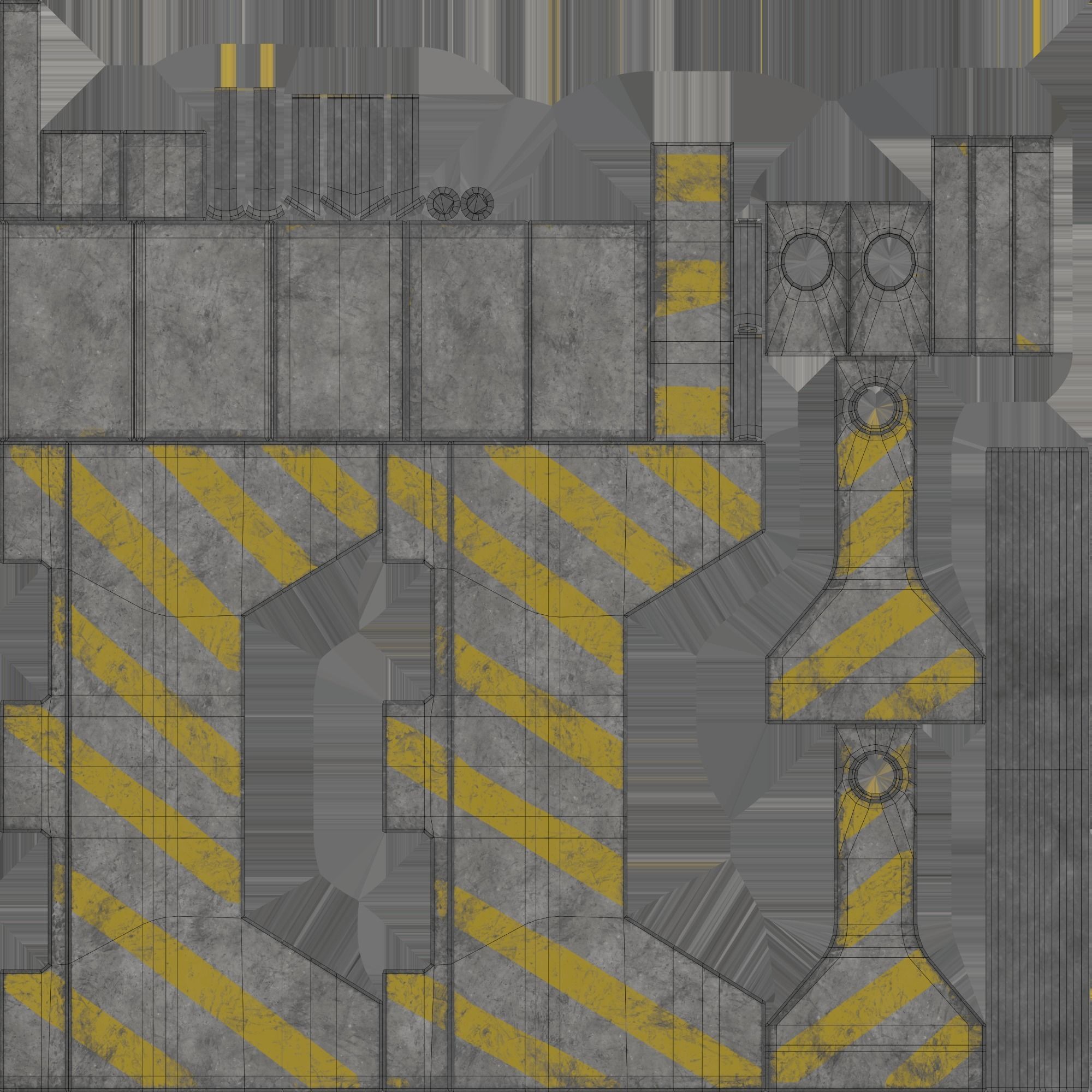 Concrete Barrier PBR 3D model Low-poly 3D model_10