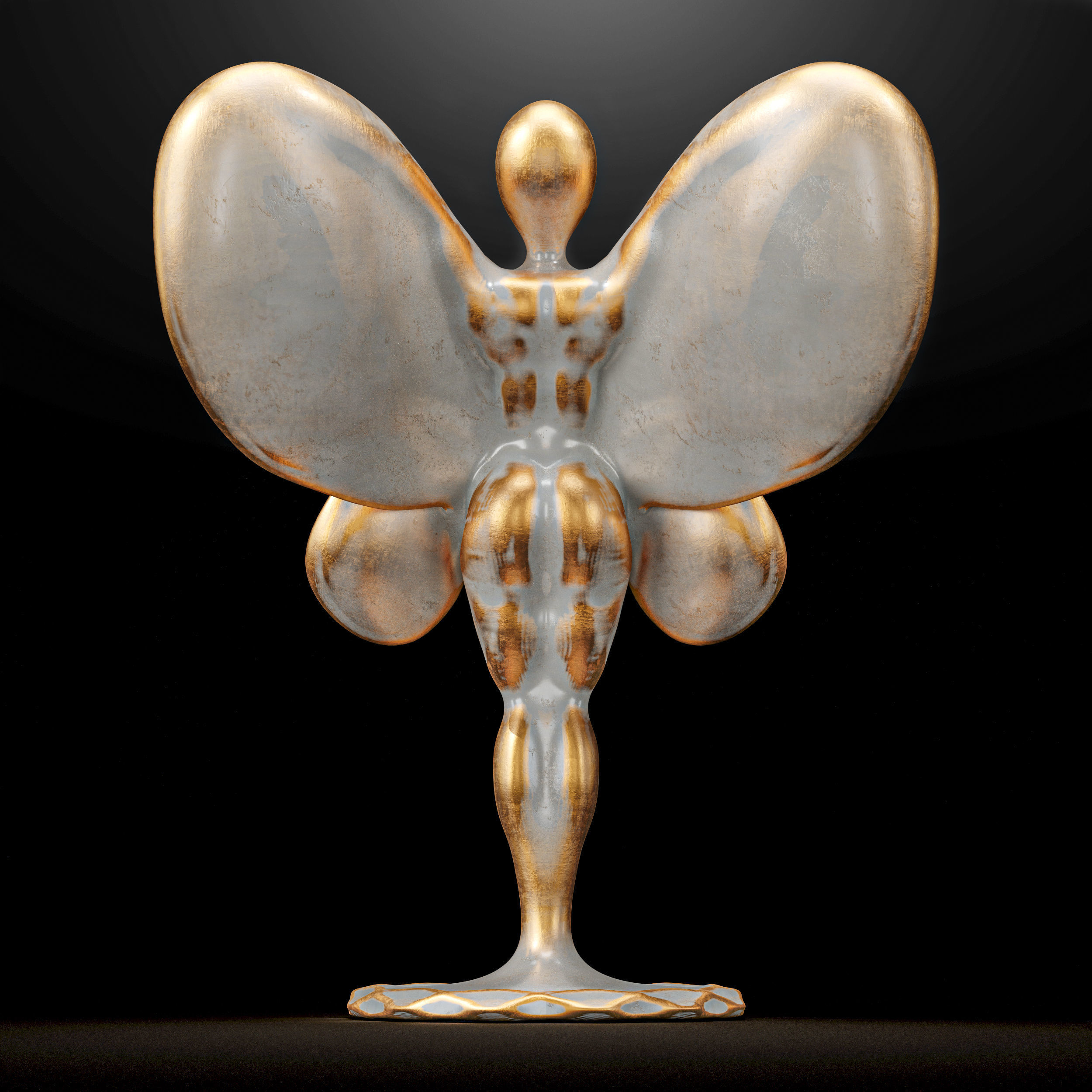 Butterfly Sculpture Italian Statuario marble 3D model_6
