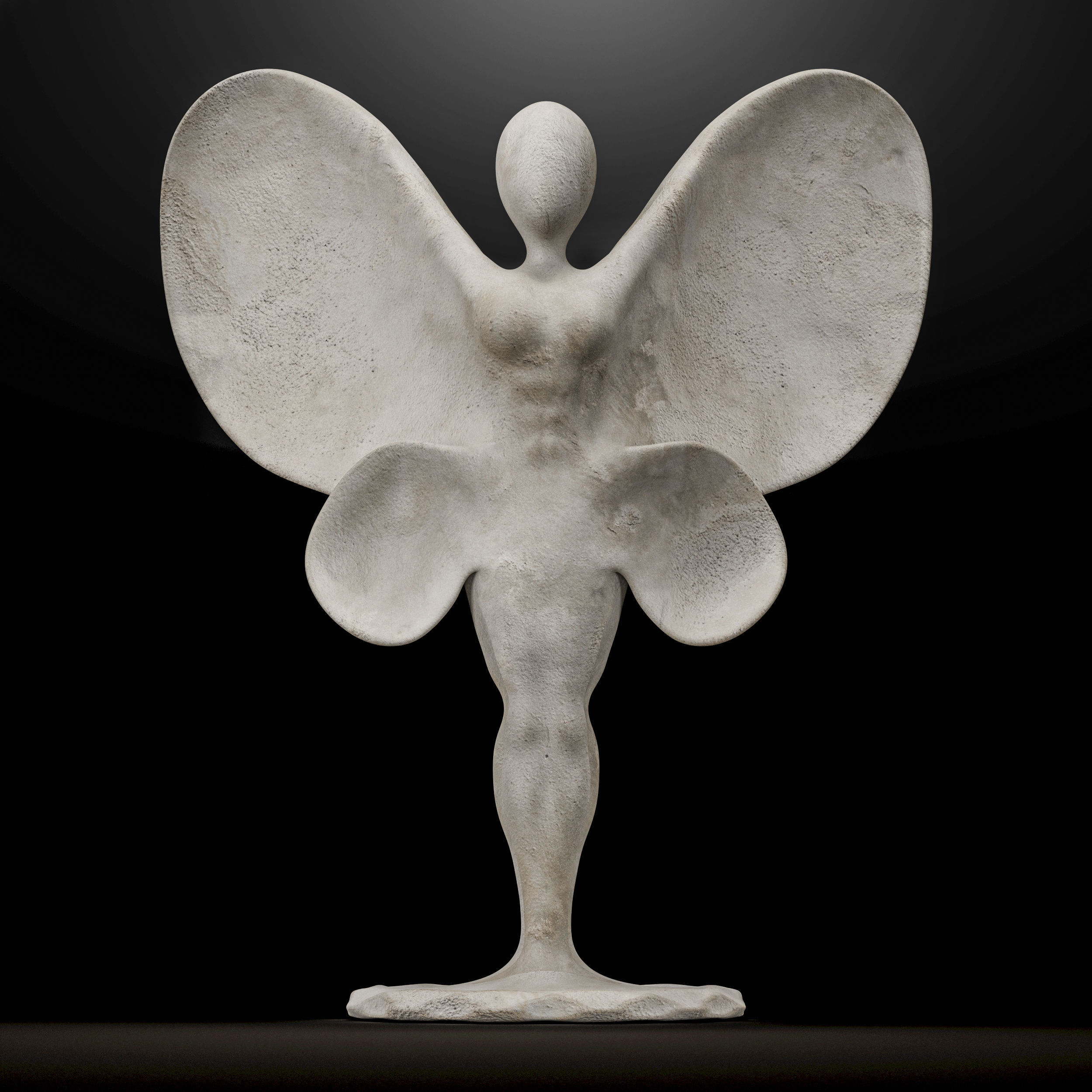 Butterfly Sculpture Italian Statuario marble 3D model_1