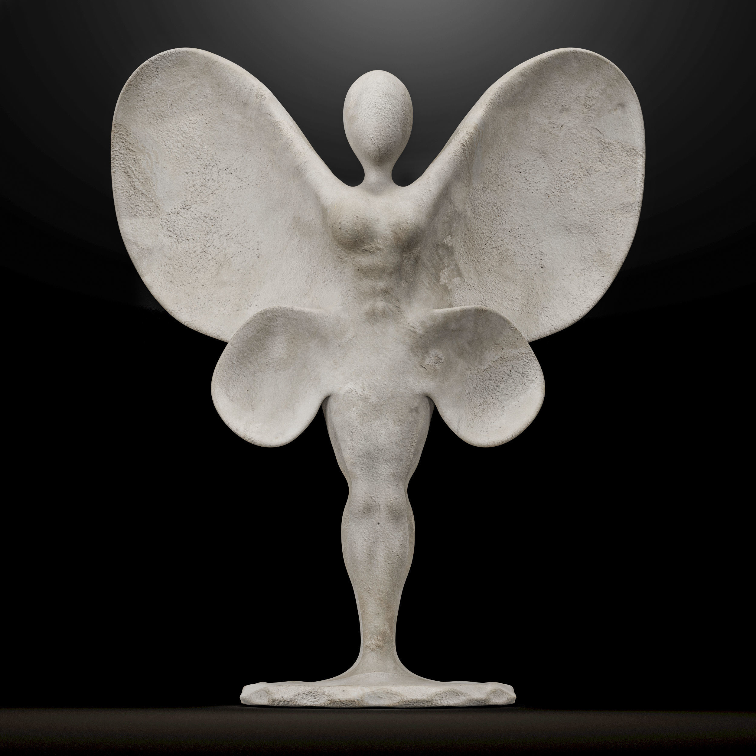 Butterfly Sculpture Italian Statuario marble 3D model_2