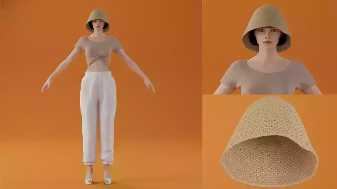 Knitting hat only v9 cream color