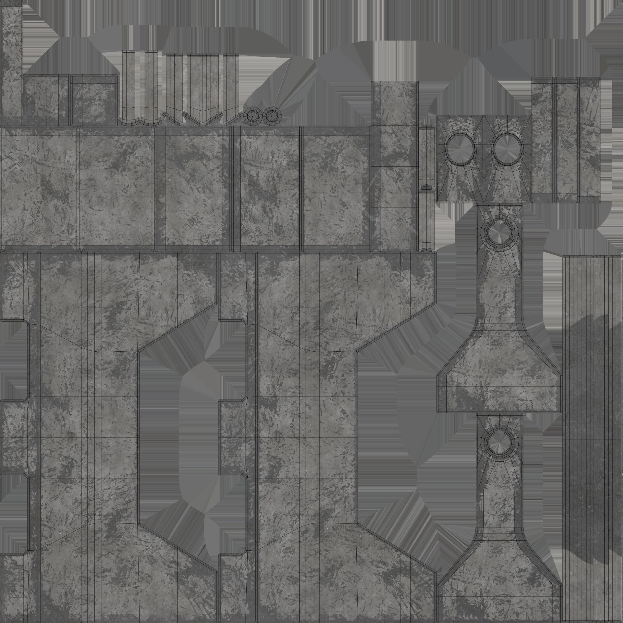 Concrete Barrier PBR 3D model Low-poly 3D model_11