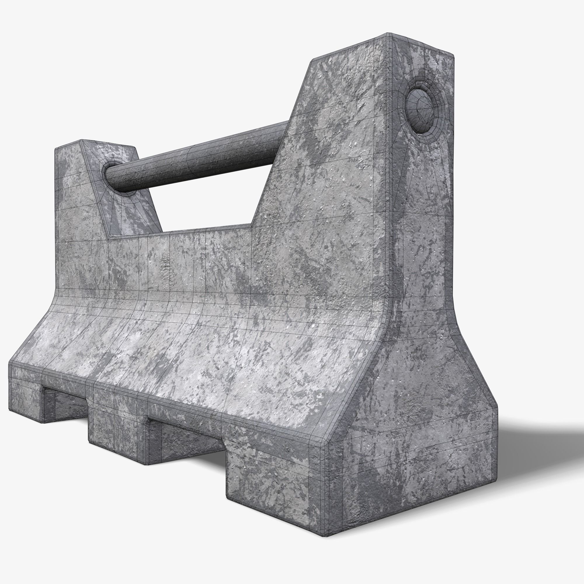 Concrete Barrier PBR 3D model Low-poly 3D model_7