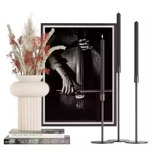 Decorative Set 6 vase with flowers and mirror