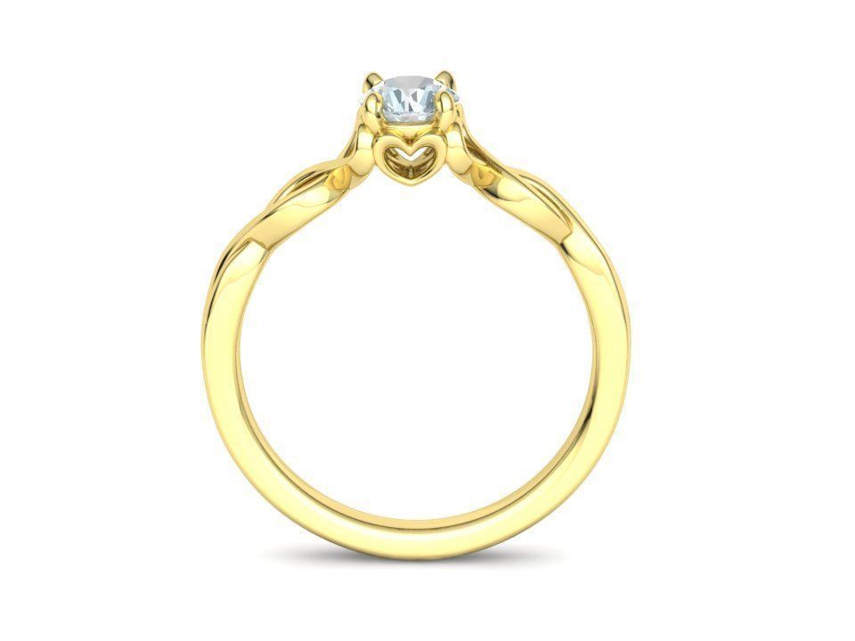 Diamond Solitaire Ring Half Carat Stone Heart Ring 3D print model_24