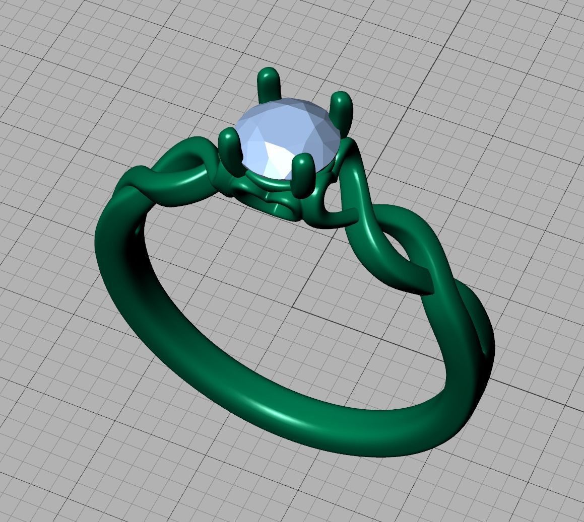 Diamond Solitaire Ring Half Carat Stone Heart Ring 3D print model_19