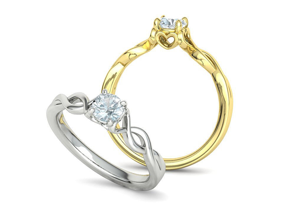 Diamond Solitaire Ring Half Carat Stone Heart Ring 3D print model_2