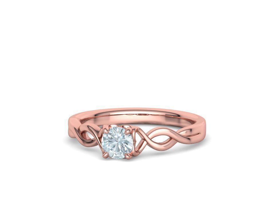 Diamond Solitaire Ring Half Carat Stone Heart Ring 3D print model_7