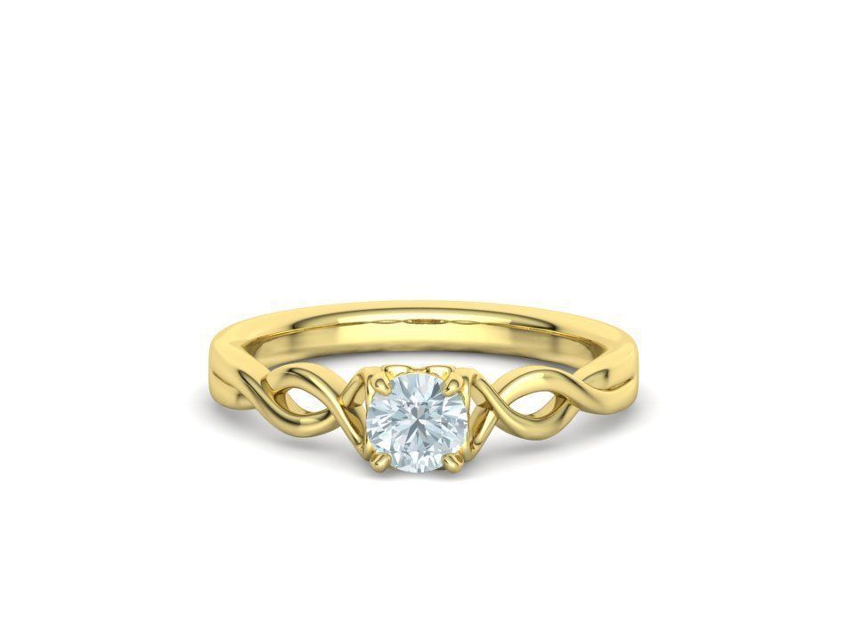 Diamond Solitaire Ring Half Carat Stone Heart Ring 3D print model_11