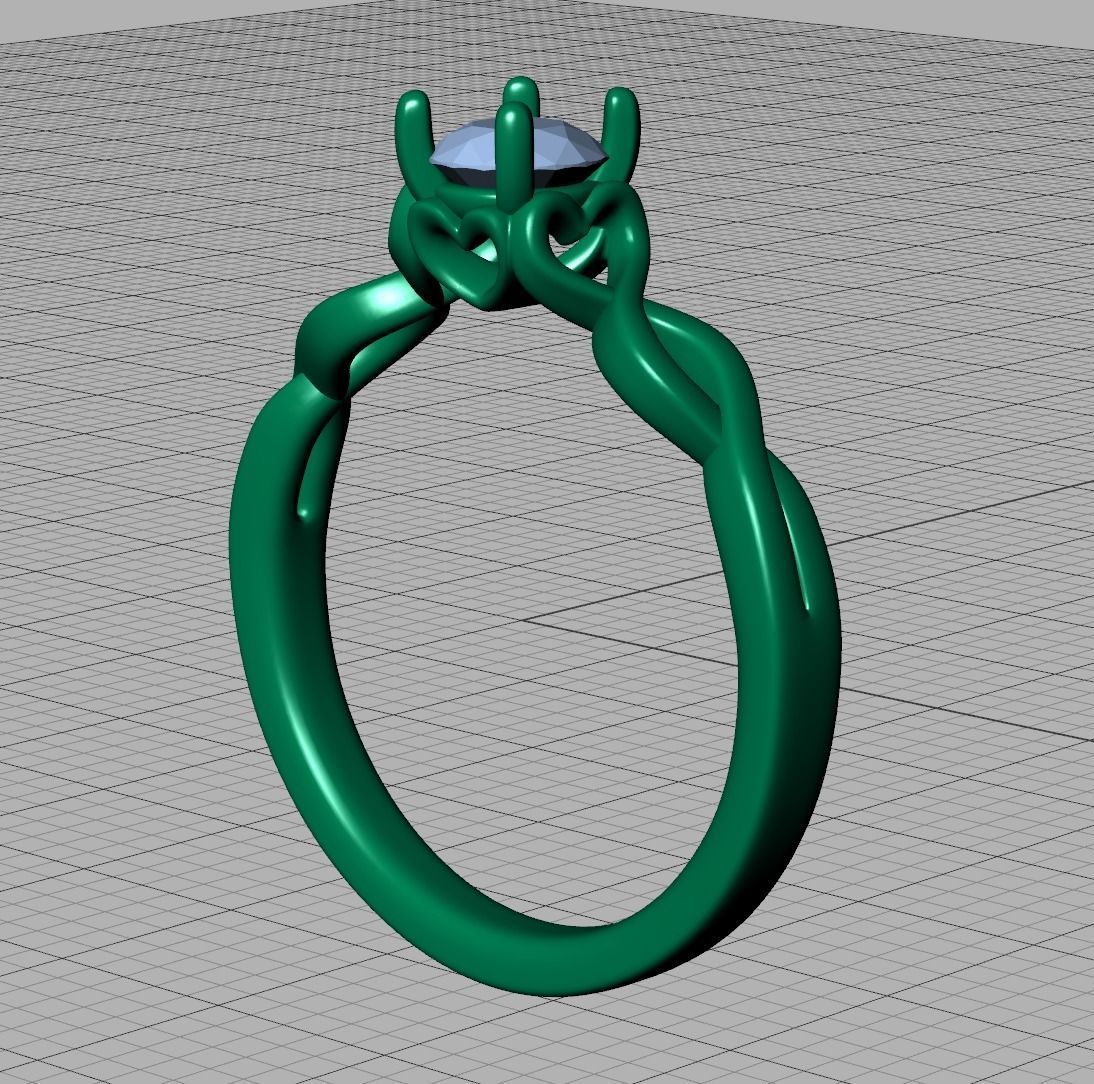 Diamond Solitaire Ring Half Carat Stone Heart Ring 3D print model_21