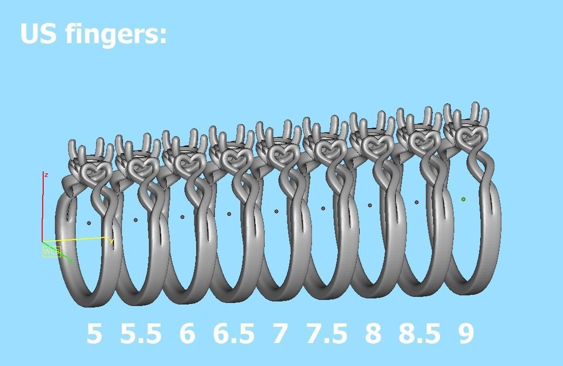 Diamond Solitaire Ring Half Carat Stone Heart Ring 3D print model_15