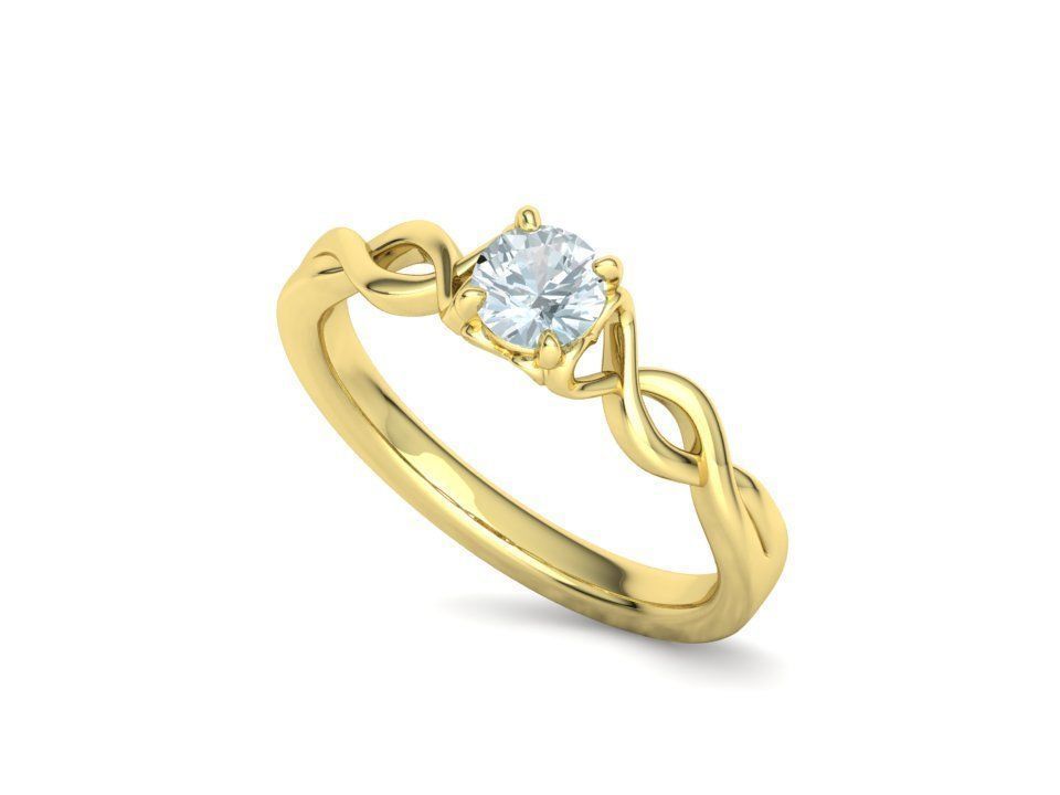 Diamond Solitaire Ring Half Carat Stone Heart Ring 3D print model_27