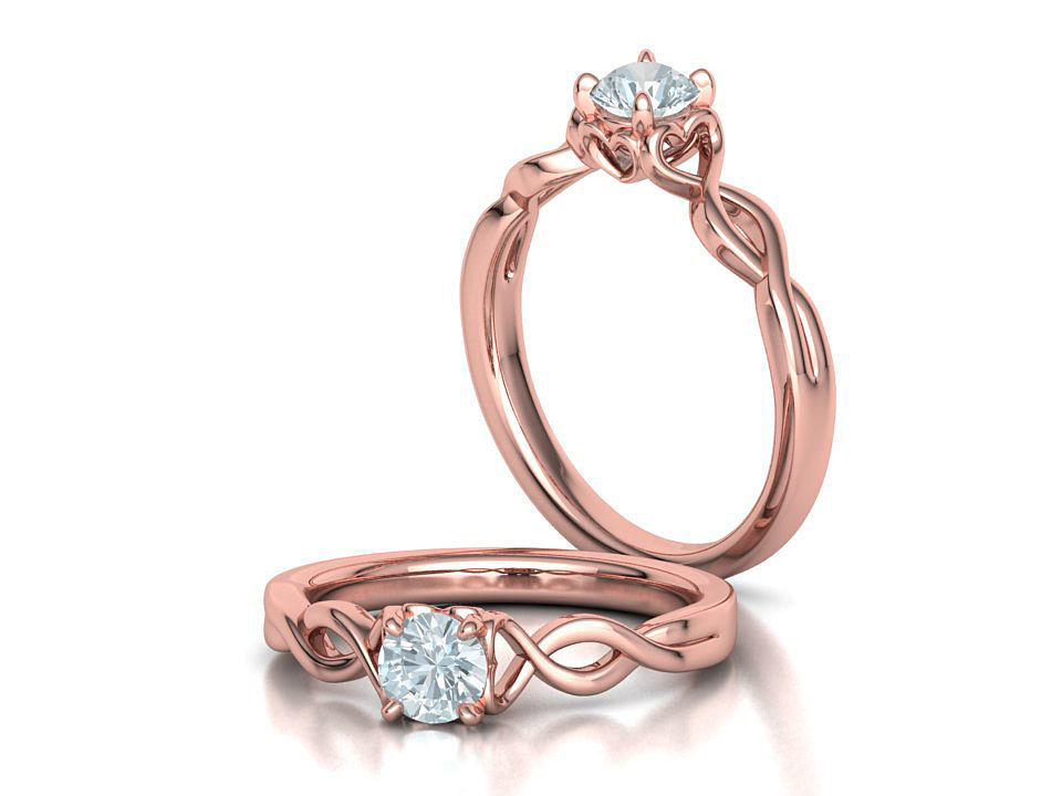 Diamond Solitaire Ring Half Carat Stone Heart Ring 3D print model_4