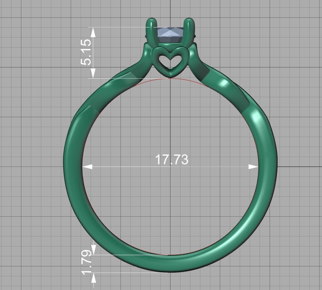 Diamond Solitaire Ring Half Carat Stone Heart Ring 3D print model_17