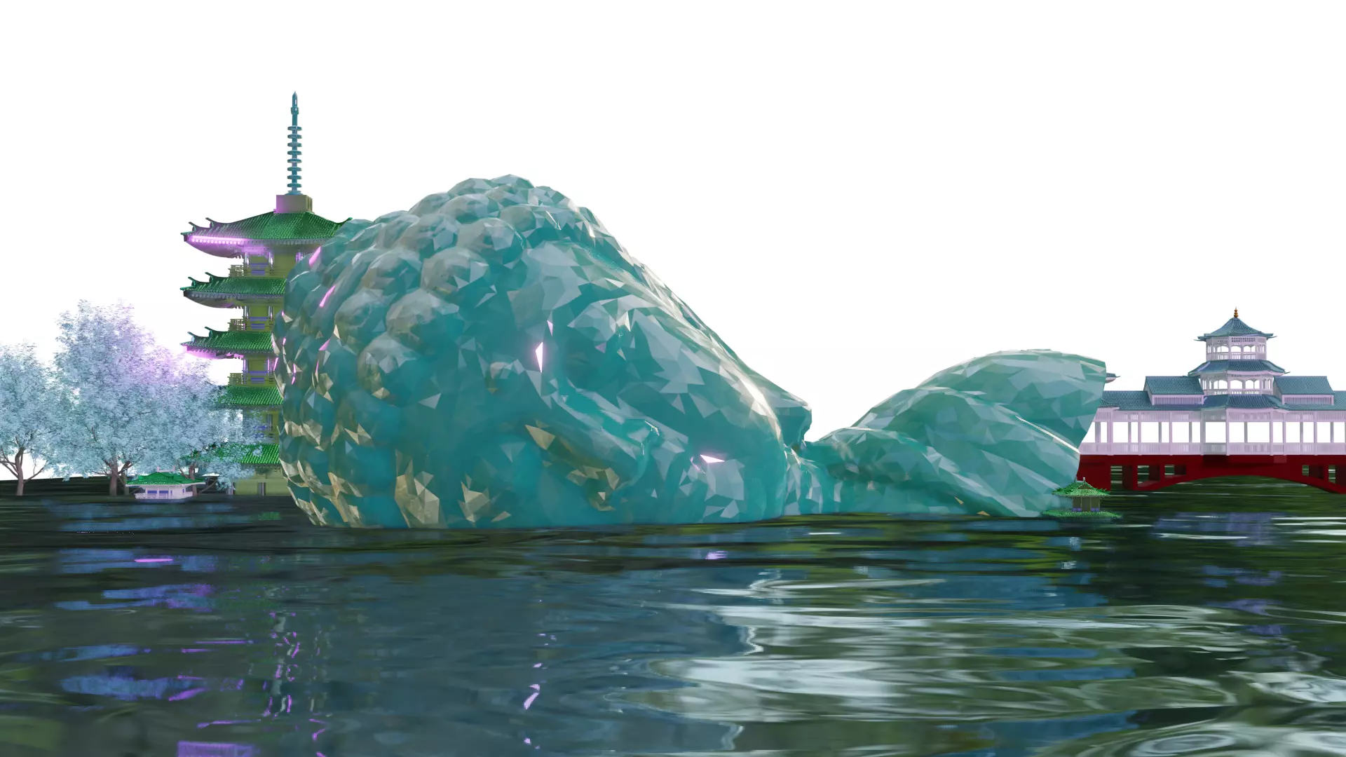 buddhahead iceberg in water Free 3D model_0