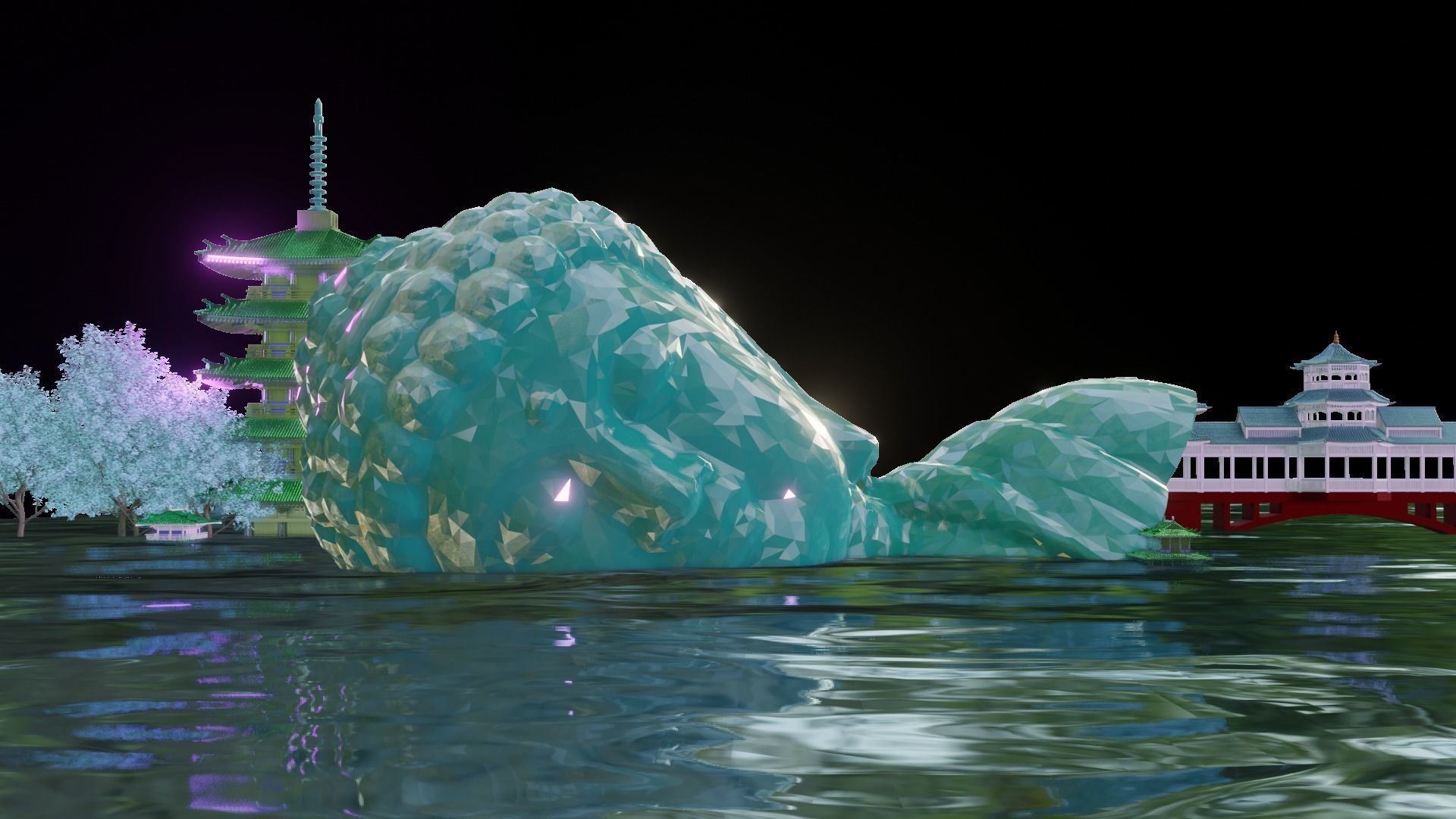 buddhahead iceberg in water Free 3D model_1