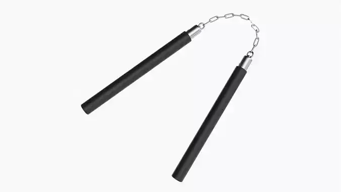 Nunchaku with chain light plastic 3D model