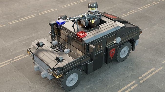 Lego swat truck with squad 3D model