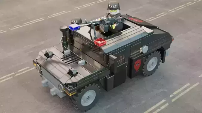 Lego swat truck with squad 3D model