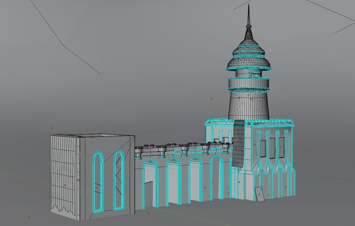 Modular Building Low-poly 3D model_3
