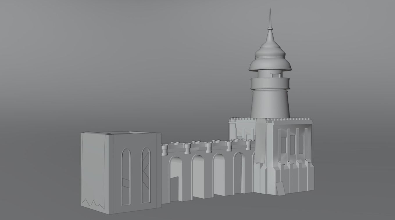 Modular Building Low-poly 3D model_2