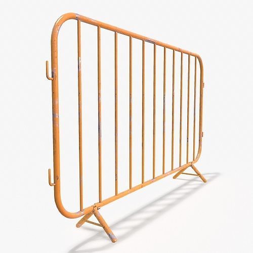 Yellow Crowd Control Barrier PBR 3D model Low-poly 3D model