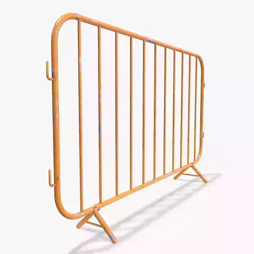 Yellow Crowd Control Barrier PBR 3D model
