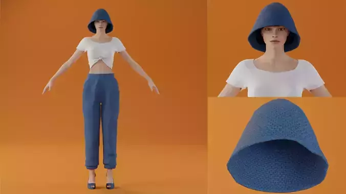 Knitting hat only v11 blue color 