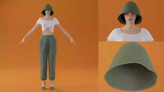 Knitting hat only v12 green color