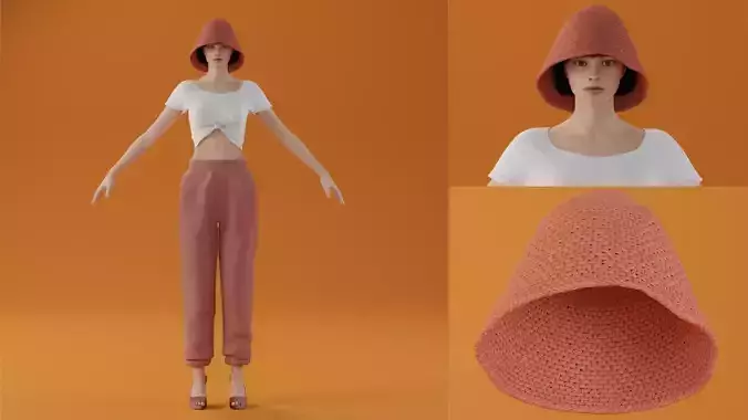 Knitting hat only v12 orange color