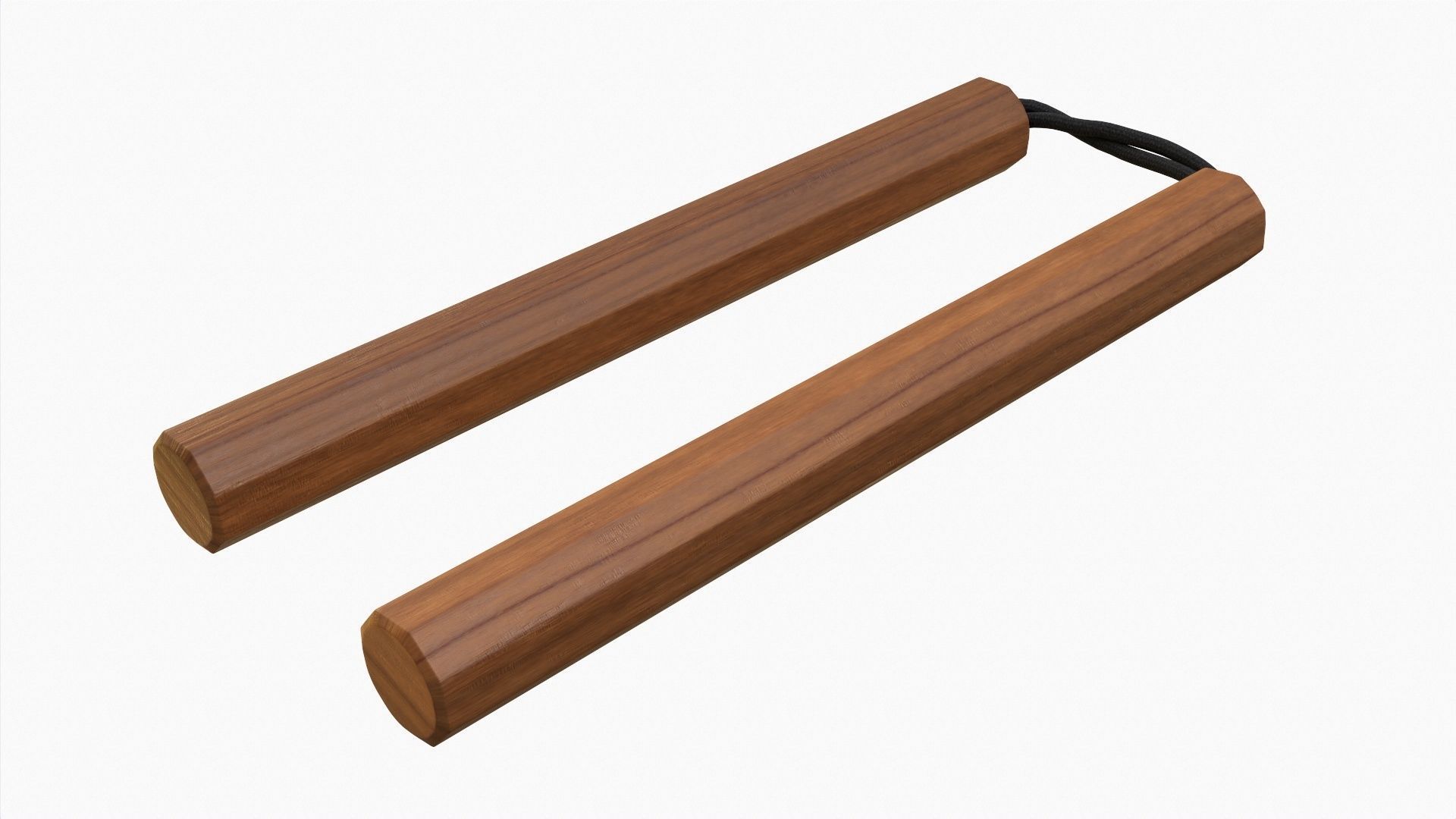 Nunchaku wood octagonal lace 3D model_1