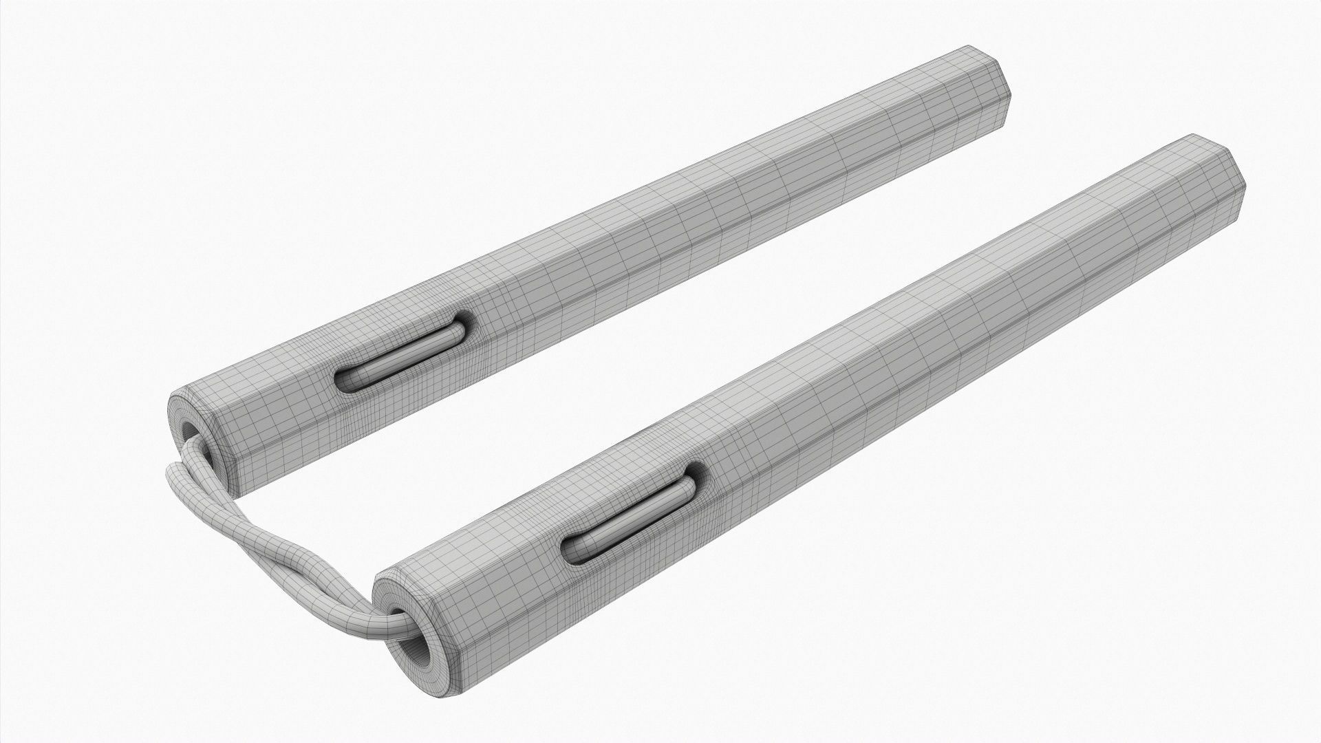 Nunchaku wood octagonal lace 3D model_5