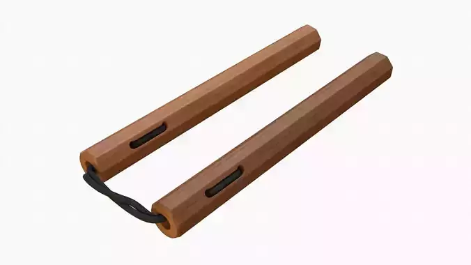 Nunchaku wood octagonal lace 3D model