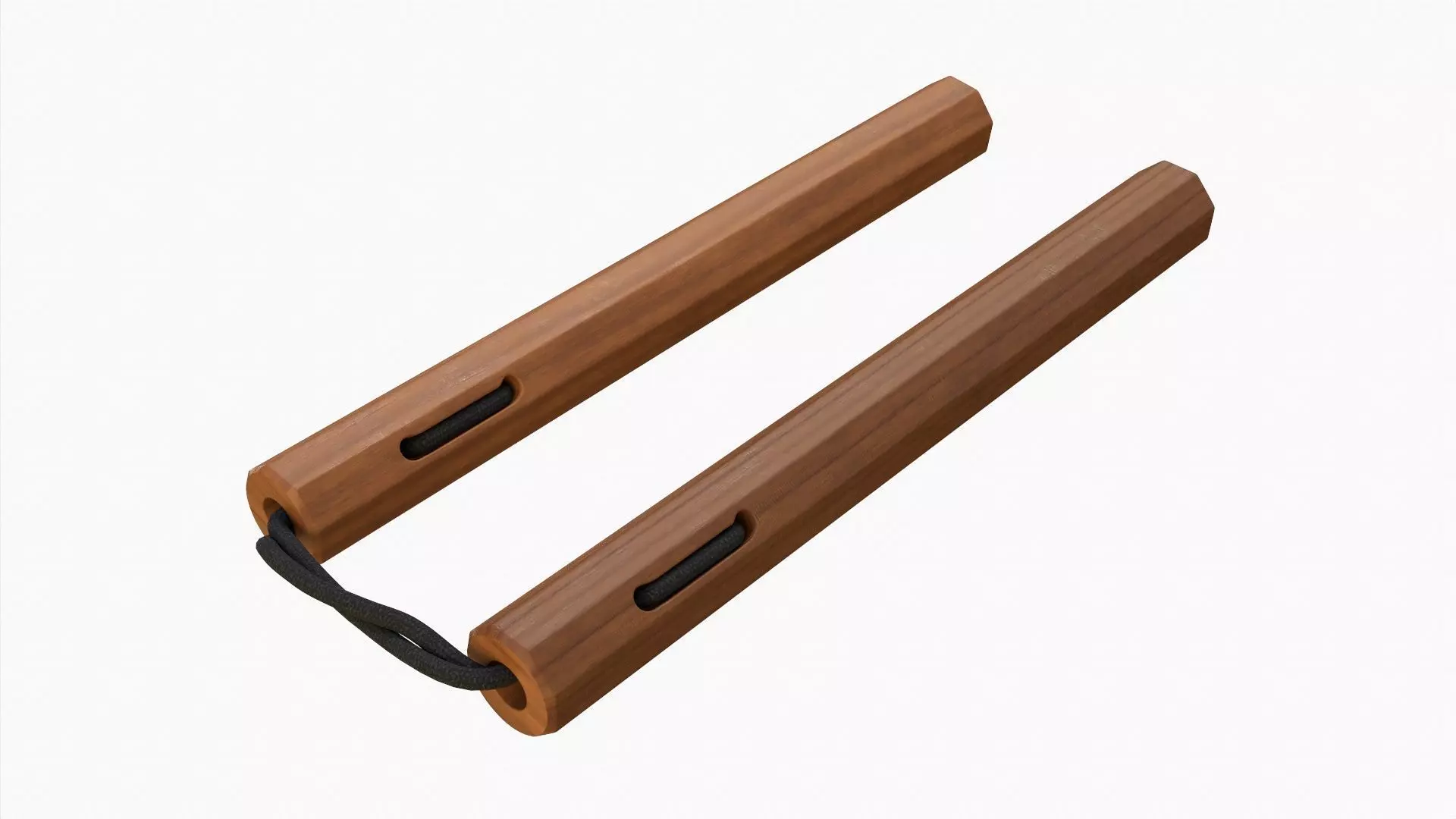 Nunchaku wood octagonal lace 3D model_0