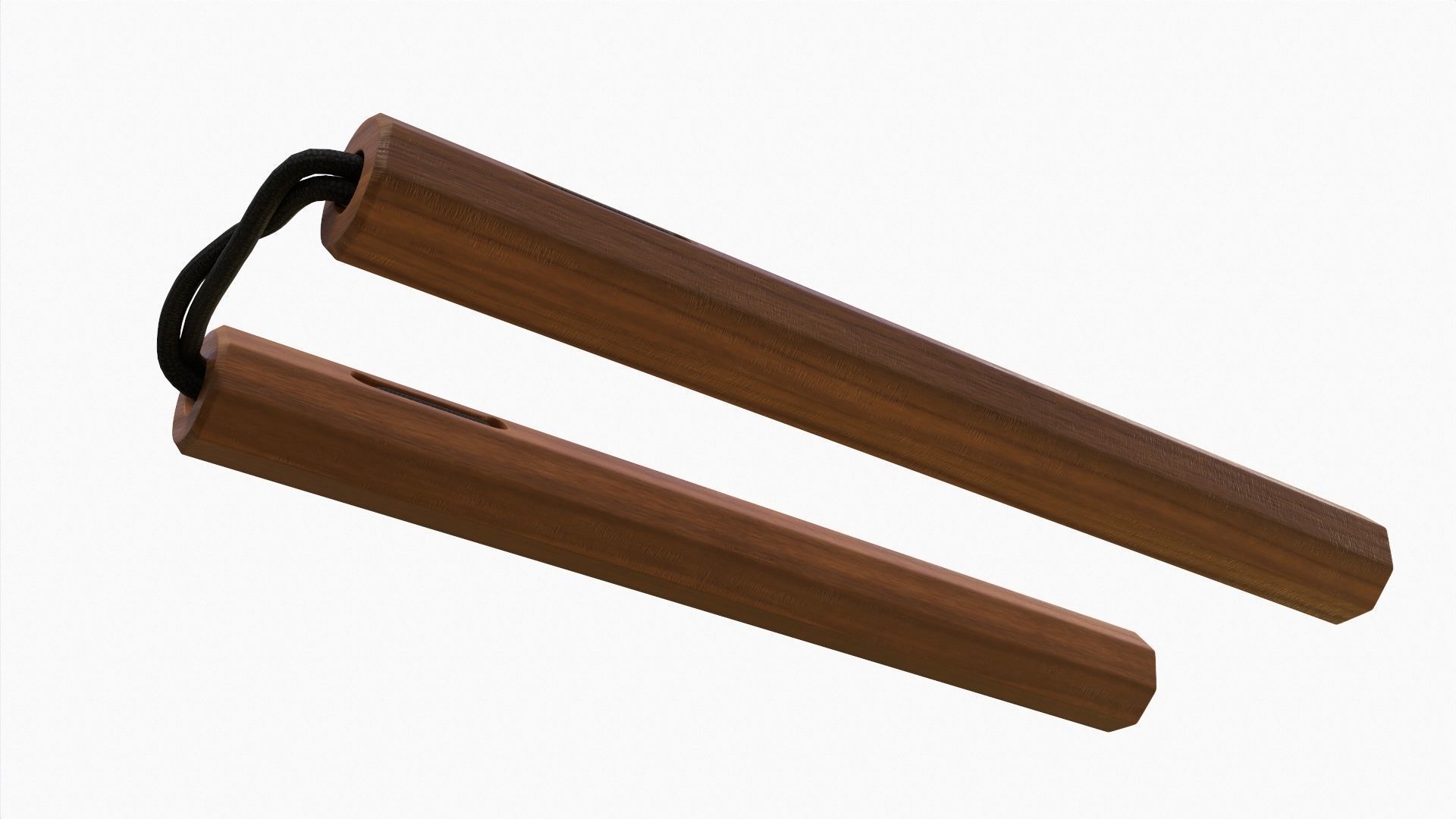 Nunchaku wood octagonal lace 3D model_4